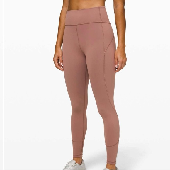 Lululemon In Movement Tight 25" women's 4 dusty pink Spanish Oak running yoga - Picture 1 of 8